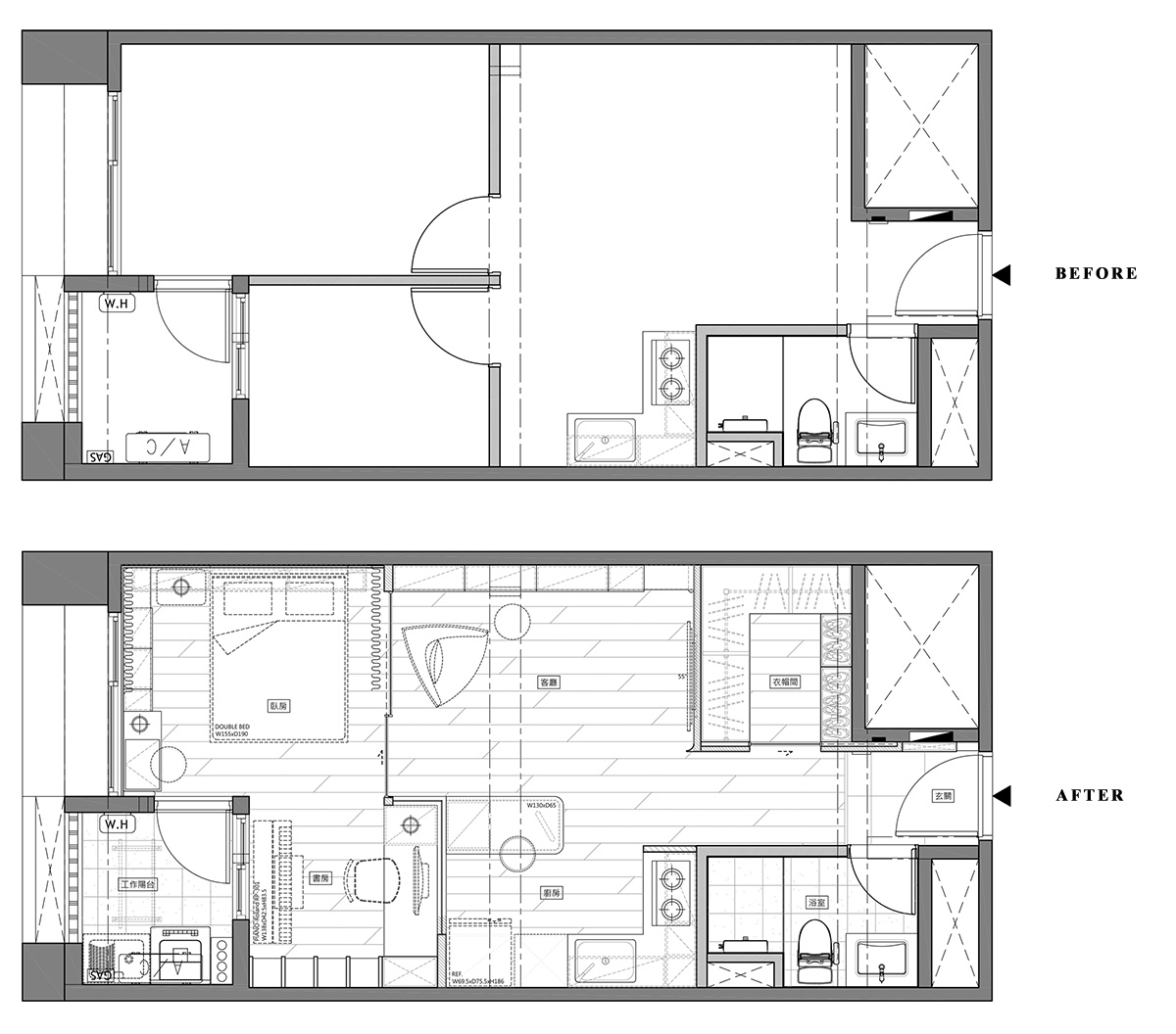 公寓设计,公寓设计案例,璞拾,45㎡,台北,小户型设计,单身公寓装修,米色,最小宅,精致小宅