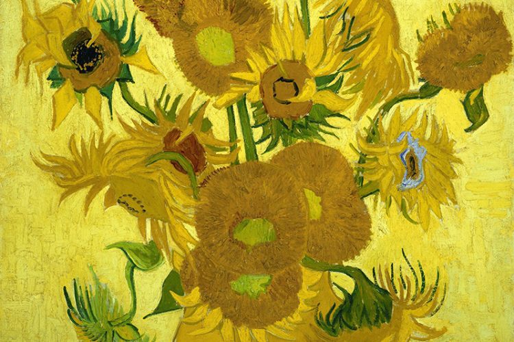 梵高：名画《花瓶里的十五朵向日葵》1889年版本，高清大图下载