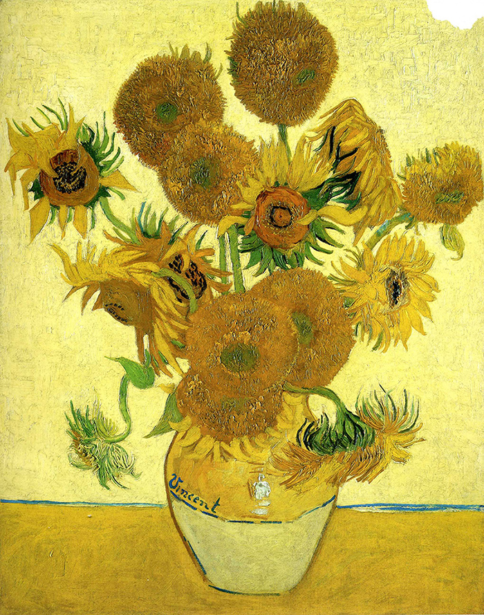 梵高：名画《花瓶里的十五朵向日葵》1888年版本，高清大图下载