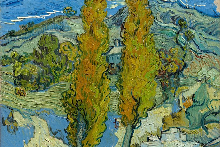 梵高：《阿尔皮耶圣雷米附近的两棵杨树》高清大图下载