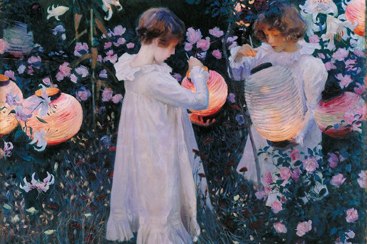 萨金特：名画《石竹、百合、玫瑰》高清大图下载