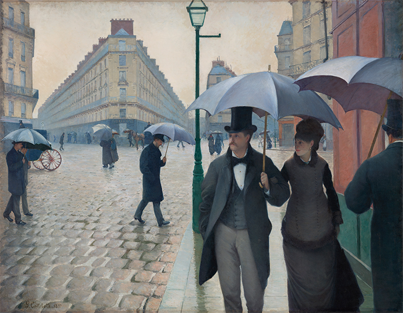古斯塔夫·卡耶博特：《雨天的巴黎街道》超高清大图下载