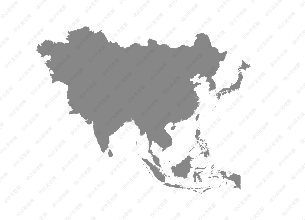 纯灰色的亚洲地图矢量免抠高清素材