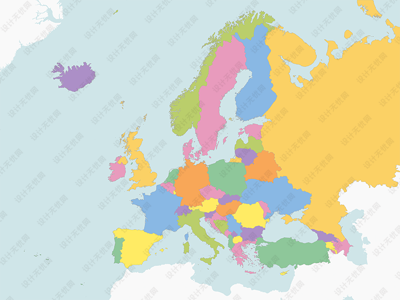 彩色欧洲地图矢量免抠高清素材