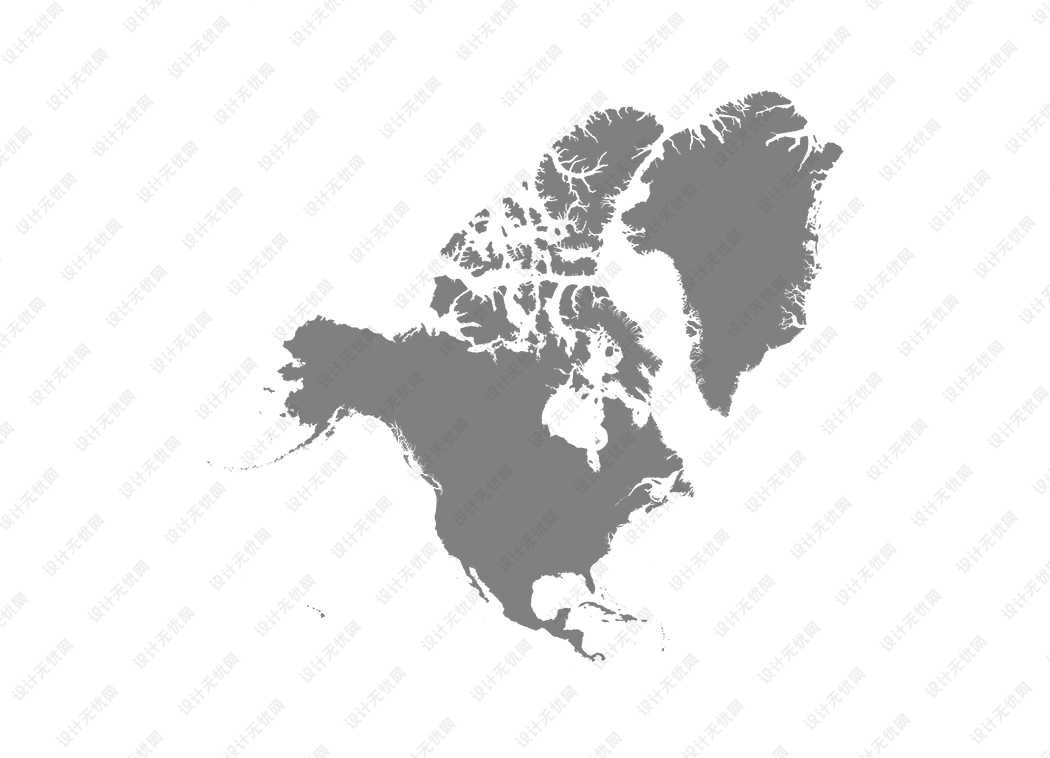 纯灰色的北美洲地图矢量免抠高清素材