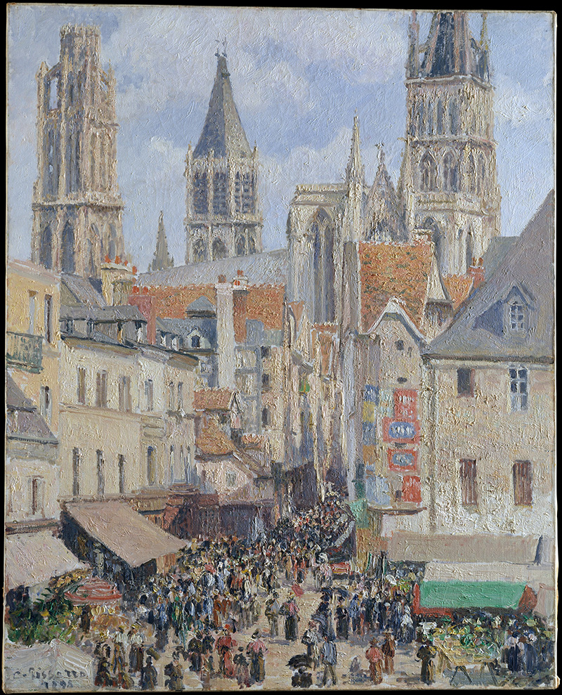 卡米耶·毕沙罗：名画《鲁昂的老市场》高清大图下载