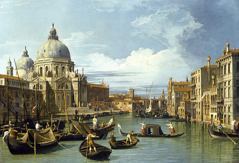 卡纳莱托：《威尼斯大运河的入口》高清大图下载