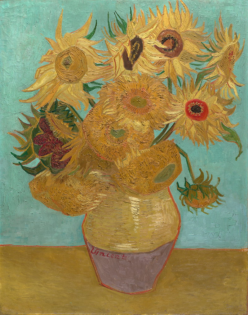 梵高：《花瓶里的十二朵向日葵》高清大图下载