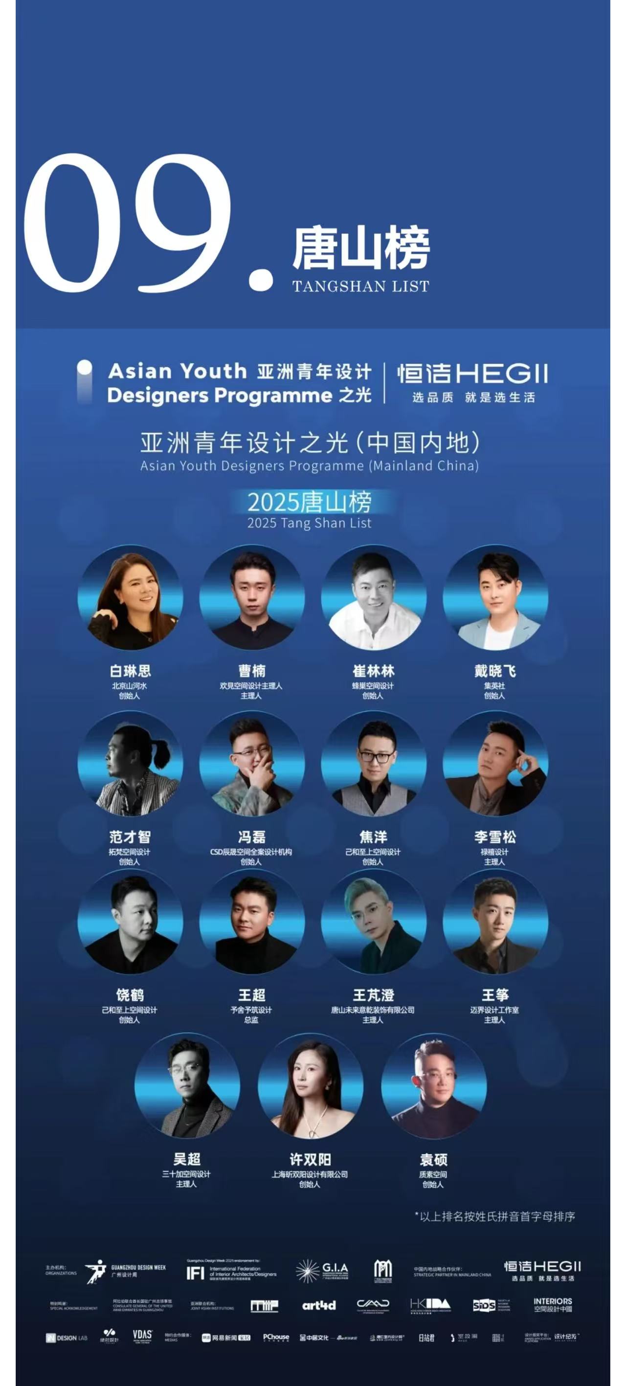 亚洲青年设计之光｜第一期“亚洲青年设计之光（中国内地）·2025城市榜入选设计师”榜单公布！